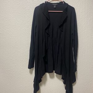 white house black market cardigan large silk blend solid ribbed waterfall ta